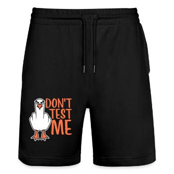 Ne me teste pas mouette oiseau coquine doigt d’honneur maléfique - Short de jogging bio TRAINER Stanley/Stella unisexe - noir - Devant - Nik (191cm) & Marisol (170cm)