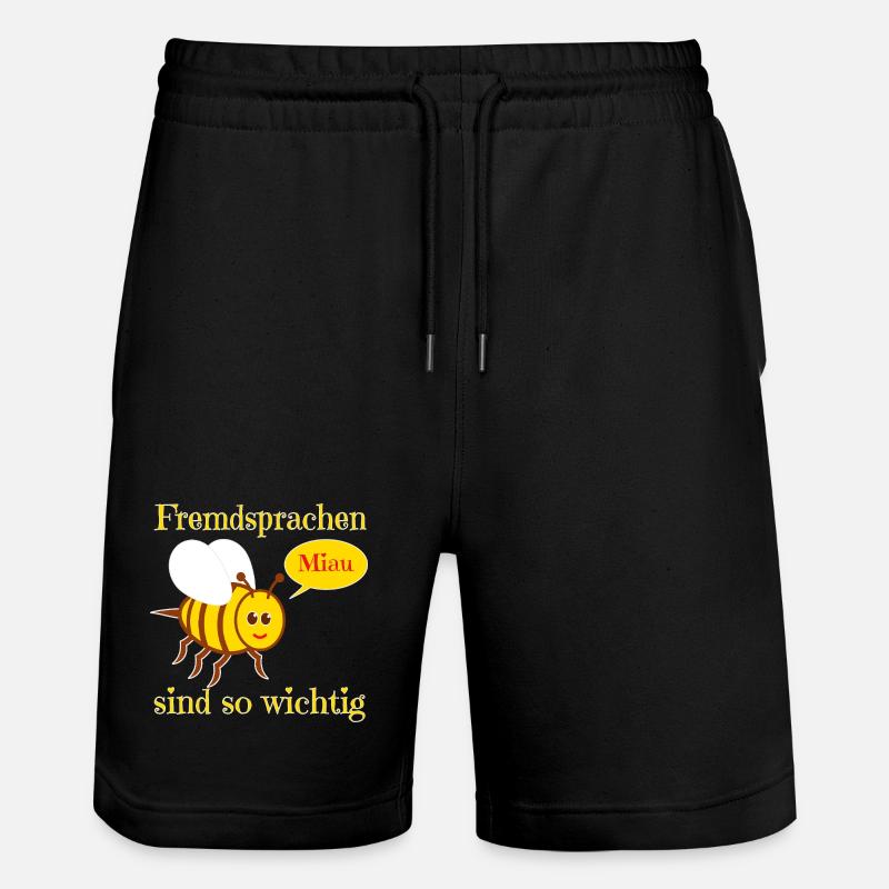 Funny bee in comic style - Stanley/Stella Trainer Unisex Organic Jogging Shorts - black