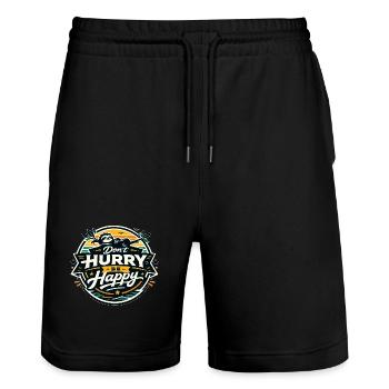 Dont Hurry Be Happy Sloth - Stanley/Stella Unisex Bio Joggingshorts Trainer  - Schwarz - Vorne - Nik (191cm) & Marisol (170cm)
