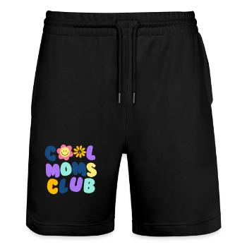 Cool Moms Club No1 - Stanley/Stella Trainer Unisex Organic Jogging Shorts - black - Front - Nik (191cm) & Marisol (170cm)
