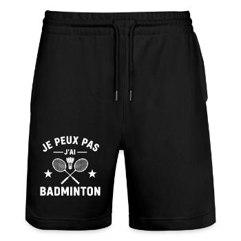 Ich kann nicht Badminton haben - Stanley/Stella Unisex Bio Joggingshorts Trainer  - Schwarz - Vorne - Nik (191cm) & Marisol (170cm)
