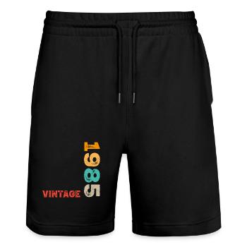 Millésime 1985 - Short de jogging bio TRAINER Stanley/Stella unisexe - noir - Devant - Nik (191cm) & Marisol (170cm)