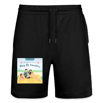 Family First – Heartwarming Family Love Des - Short de jogging bio TRAINER Stanley/Stella unisexe - noir - Devant - Nik (191cm) & Marisol (170cm)