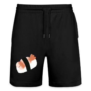 Garnelen-Nigiri-Minimalistisches Sushi - Stanley/Stella Unisex Bio Joggingshorts Trainer  - Schwarz - Vorne - Nik (191cm) & Marisol (170cm)