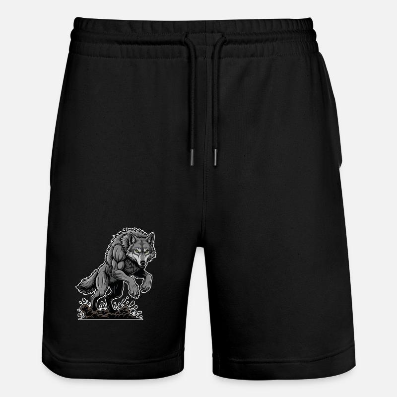 Werwolf Mighty Racing Maskottchen Wolf - Stanley/Stella Unisex Bio Joggingshorts Trainer  - Schwarz