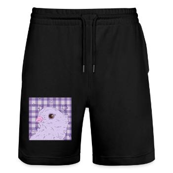 pretty pink purple dove - Stanley/Stella Trainer Unisex Organic Jogging Shorts - black - Front - Nik (191cm) & Marisol (170cm)