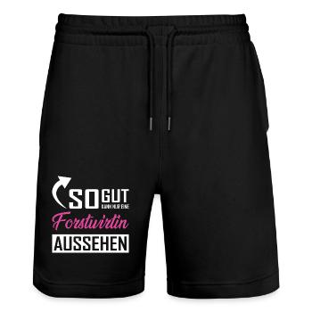 Seul un forestier peut être aussi beau - Short de jogging bio TRAINER Stanley/Stella unisexe - noir - Devant - Nik (191cm) & Marisol (170cm)
