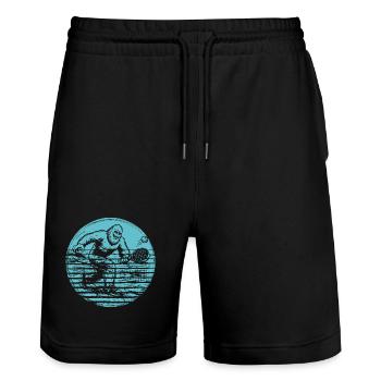 Bigfoot Sasquatch Retro Padel Tennis - Stanley/Stella Unisex Bio Joggingshorts Trainer  - Schwarz - Vorne - Nik (191cm) & Marisol (170cm)