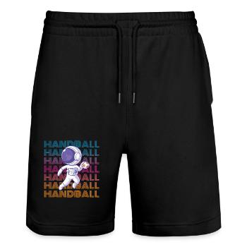 Handball Astronaut - Stanley/Stella Unisex Bio Joggingshorts Trainer  - Schwarz - Vorne - Nik (191cm) & Marisol (170cm)