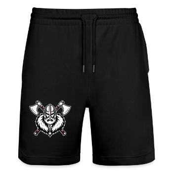 Viking Axemaster Guerrier Haches Croisées Mascotte - Short de jogging bio TRAINER Stanley/Stella unisexe - noir - Devant - Nik (191cm) & Marisol (170cm)