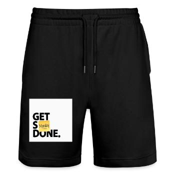 Get Stuff Done Monday Lustiges Büro Poster - Stanley/Stella Unisex Bio Joggingshorts Trainer  - Schwarz - Vorne - Nik (191cm) & Marisol (170cm)