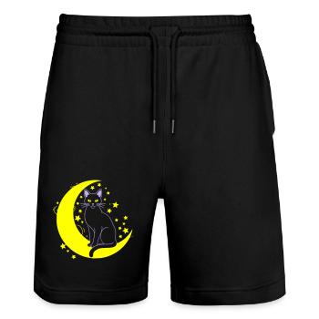  Katze Mond Sterne Outline - Stanley/Stella Unisex Bio Joggingshorts Trainer  - Schwarz - Vorne - Nik (191cm) & Marisol (170cm)