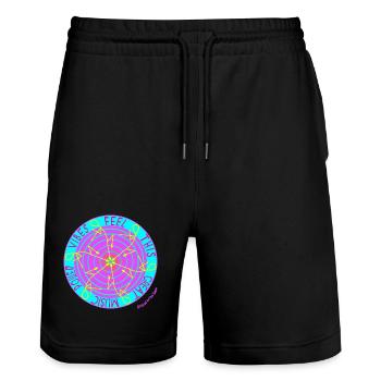 Music Vibes -Retro Vinyl Dance - Stanley/Stella Trainer Unisex Organic Jogging Shorts - black - Front - Nik (191cm) & Marisol (170cm)
