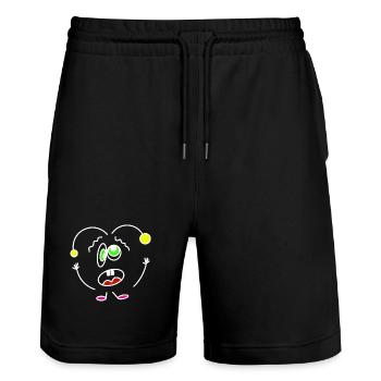 Crazy-Heartbeat - Stanley/Stella Unisex Bio Joggingshorts Trainer  - Schwarz - Vorne - Nik (191cm) & Marisol (170cm)