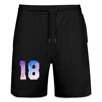 numéro 18 – Cadeau anniversaire 18 ans - Short de jogging bio TRAINER Stanley/Stella unisexe - noir - Devant - Nik (191cm) & Marisol (170cm)