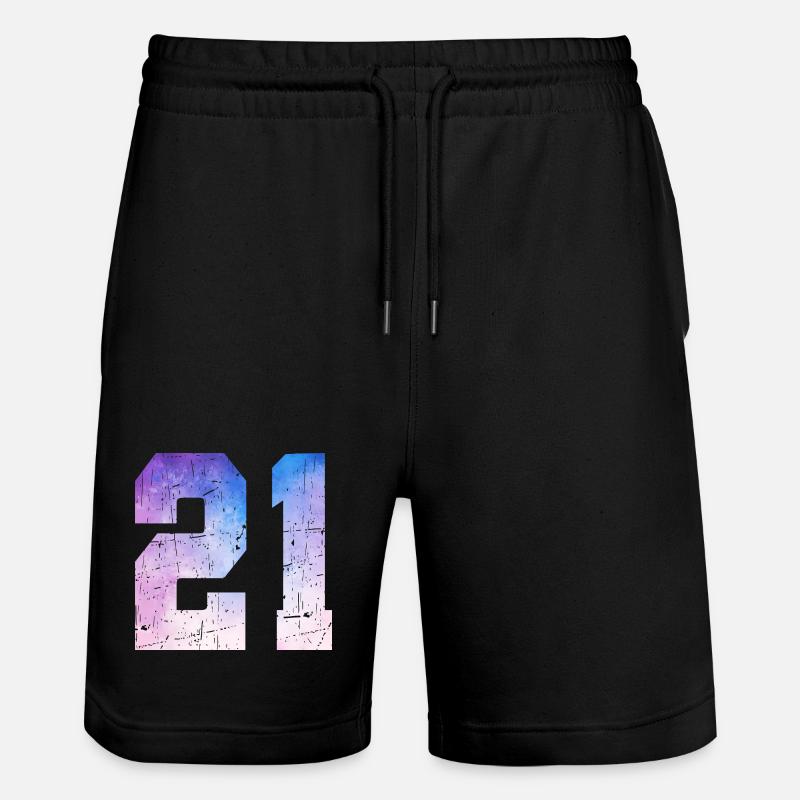 numéro 21 – Cadeau anniversaire 21 ans - Short de jogging bio TRAINER Stanley/Stella unisexe - noir