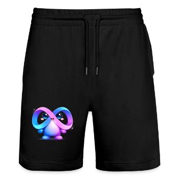 Niedlicher Meta-Infinity-Maskottchen-Aufkleber - Stanley/Stella Unisex Bio Joggingshorts Trainer  - Schwarz - Vorne - Nik (191cm) & Marisol (170cm)