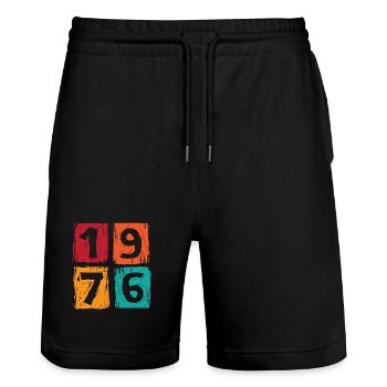 Millésime 1976 - Short de jogging bio TRAINER Stanley/Stella unisexe - noir - Devant - Nik (191cm) & Marisol (170cm)