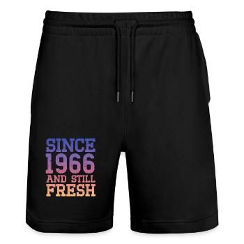 1966 60. Geburtstag - Stanley/Stella Unisex Bio Joggingshorts Trainer  - Schwarz - Vorne - Nik (191cm) & Marisol (170cm)