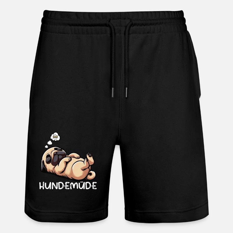 Hundemüde Mops Möpse Mopsbesitzer Mopsliebhaber - Stanley/Stella Unisex Bio Joggingshorts Trainer - Schwarz