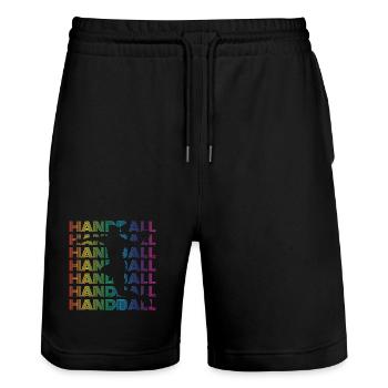 Handball Spielerin - Stanley/Stella Unisex Bio Joggingshorts Trainer  - Schwarz - Vorne - Nik (191cm) & Marisol (170cm)