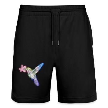 Colibri Zentangle avec fleur - Short de jogging bio TRAINER Stanley/Stella unisexe - noir - Devant - Nik (191cm) & Marisol (170cm)