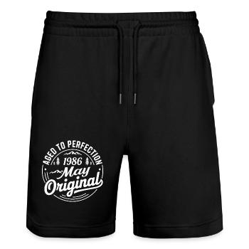 May 1986 – Legend of the Peaks and Mountains - Stanley/Stella Trainer Unisex Organic Jogging Shorts - black - Front - Nik (191cm) & Marisol (170cm)