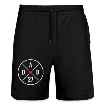 Dad 27 Herz - Stanley/Stella Unisex Bio Joggingshorts Trainer  - Schwarz - Vorne - Nik (191cm) & Marisol (170cm)