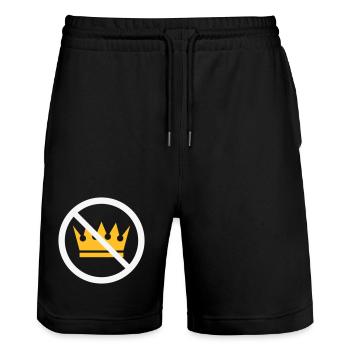 No Kings! (Protest Sign / NEG 2C) - Stanley/Stella Trainer Unisex Organic Jogging Shorts - black - Front - Nik (191cm) & Marisol (170cm)