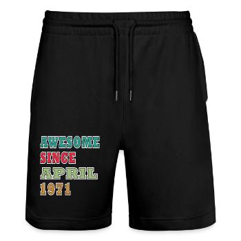 Awesome Seit April 1971 - Stanley/Stella Unisex Bio Joggingshorts Trainer  - Schwarz - Vorne - Nik (191cm) & Marisol (170cm)
