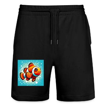 Poisson-clown - Short de jogging bio TRAINER Stanley/Stella unisexe - noir - Devant - Nik (191cm) & Marisol (170cm)