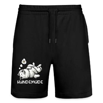 Hundemüde Weißer Schäferhund Schäferhundbesitzer - Stanley/Stella Unisex Bio Joggingshorts Trainer  - Schwarz - Vorne - Nik (191cm) & Marisol (170cm)