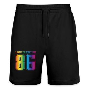 Vintage 1986 - Stanley/Stella Trainer Unisex Organic Jogging Shorts - black - Front - Nik (191cm) & Marisol (170cm)