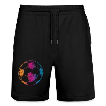 Fußball Ball Aquarell - Stanley/Stella Unisex Bio Joggingshorts Trainer  - Schwarz - Vorne - Nik (191cm) & Marisol (170cm)