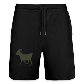 Sündenbock Ziege oliv - Stanley/Stella Unisex Bio Joggingshorts Trainer  - Schwarz - Vorne - Nik (191cm) & Marisol (170cm)
