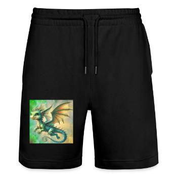 dragon - Stanley/Stella Trainer Unisex Organic Jogging Shorts - black - Front - Nik (191cm) & Marisol (170cm)