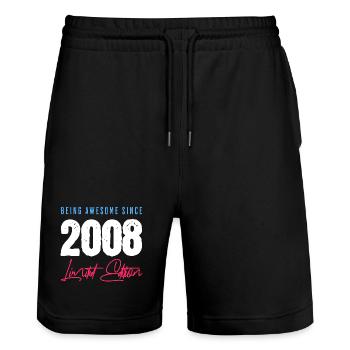 Être génial depuis 2008 18 anniversaire - Short de jogging bio TRAINER Stanley/Stella unisexe - noir - Devant - Nik (191cm) & Marisol (170cm)