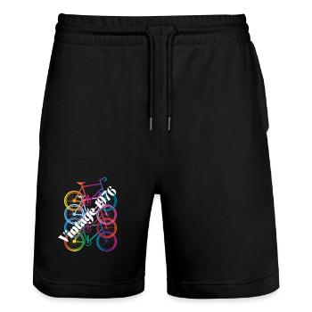 Millésime 1986 - Short de jogging bio TRAINER Stanley/Stella unisexe - noir - Devant - Nik (191cm) & Marisol (170cm)