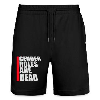 Gender Roles Are Dead Statement Freiheit Spruch - Stanley/Stella Unisex Bio Joggingshorts Trainer  - Schwarz - Vorne - Nik (191cm) & Marisol (170cm)