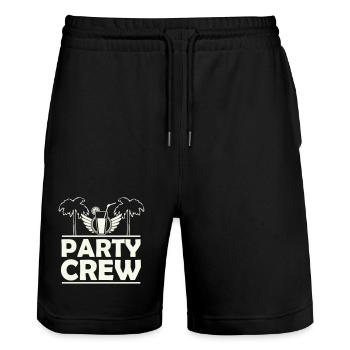 Party Crew Palm Trees - Stanley/Stella Trainer Unisex Organic Jogging Shorts - black - Front - Nik (191cm) & Marisol (170cm)