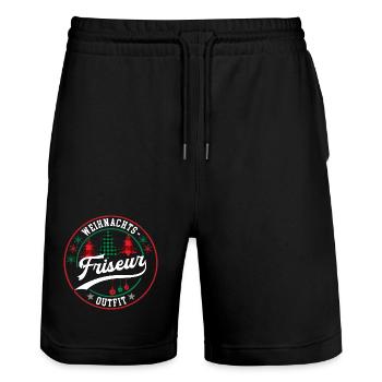 Friseur Weihnachten Kollege Friseure Meister Chef - Stanley/Stella Unisex Bio Joggingshorts Trainer  - Schwarz - Vorne - Nik (191cm) & Marisol (170cm)