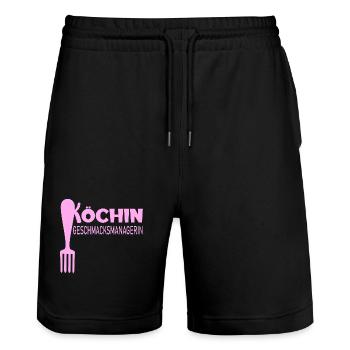 Geschmacksmanagerin Mama Köchin - Stanley/Stella Unisex Bio Joggingshorts Trainer  - Schwarz - Vorne - Nik (191cm) & Marisol (170cm)