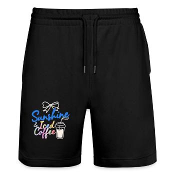 Summer Sun Holidays - Stanley/Stella Trainer Unisex Organic Jogging Shorts - black - Front - Nik (191cm) & Marisol (170cm)