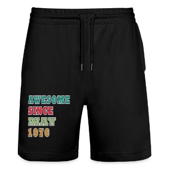 Birthday May 1976 - Stanley/Stella Trainer Unisex Organic Jogging Shorts - black - Front - Nik (191cm) & Marisol (170cm)