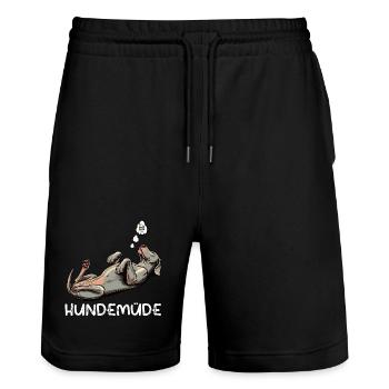 Hundemüde Weimaraner Weimaranerhalter Silbergeist - Stanley/Stella Unisex Bio Joggingshorts Trainer  - Schwarz - Vorne - Nik (191cm) & Marisol (170cm)