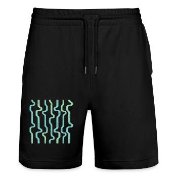Wiggle Wellenstreifen L Streifen L Grün Blau - Stanley/Stella Unisex Bio Joggingshorts Trainer  - Schwarz - Vorne - Nik (191cm) & Marisol (170cm)