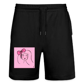 Bez_nazwy_176_202604271822_18467 - Short de jogging bio TRAINER Stanley/Stella unisexe - noir - Devant - Nik (191cm) & Marisol (170cm)