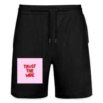 Minimalist TRUST THE VIBE Graphic Tee Design - Short de jogging bio TRAINER Stanley/Stella unisexe - noir - Devant - Nik (191cm) & Marisol (170cm)