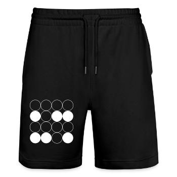 Motif de grille circulaire - Short de jogging bio TRAINER Stanley/Stella unisexe - noir - Devant - Nik (191cm) & Marisol (170cm)