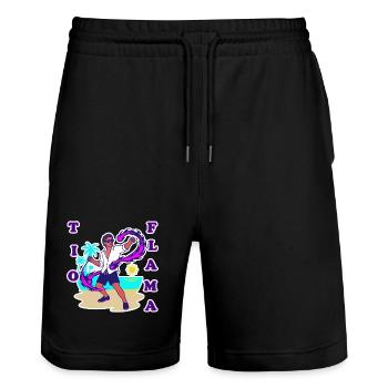 Saulo brasilianischer Feuerwehrheld Luxus-Sonnenuntergangsstrand - Stanley/Stella Unisex Bio Joggingshorts Trainer  - Schwarz - Vorne - Nik (191cm) & Marisol (170cm)